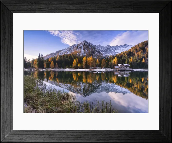 Framed Print : Sunrise in Nambino lake, Madonna di Campiglio, Trento province in Trentino Alto Adige Framed Print : Sunrise in Nambino lake, Madonna di Campiglio, Trento province in Trentino Alto Adige