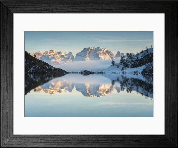 Framed Print : Sunset in Ritorto lake, Brenta dolomites in Campiglio, Trentino Alto Adige, Italy Framed Print : Sunset in Ritorto lake, Brenta dolomites in Campiglio, Trentino Alto Adige, Italy