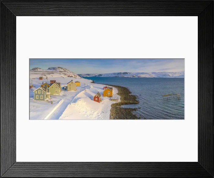 Framed Print : Snowy road in the coastal village of Veines, Kongsfjord, Varanger Peninsula Framed Print : Snowy road in the coastal village of Veines, Kongsfjord, Varanger Peninsula
