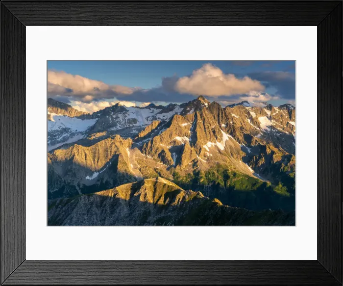 Framed Print : Presanella group at sunset view from Cima Casaiole in Stelvio national park Framed Print : Presanella group at sunset view from Cima Casaiole in Stelvio national park