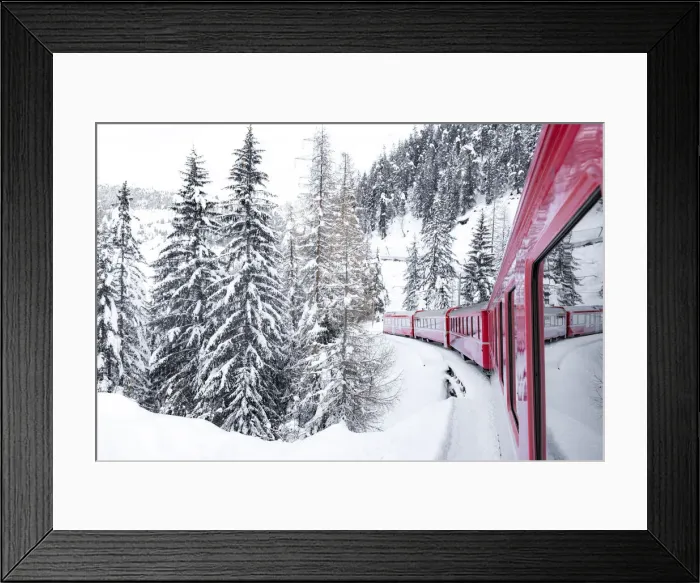 Framed Print : Winter landscape after a blizzard seen during a journey on board of Bernina Express train Framed Print : Winter landscape after a blizzard seen during a journey on board of Bernina Express train
