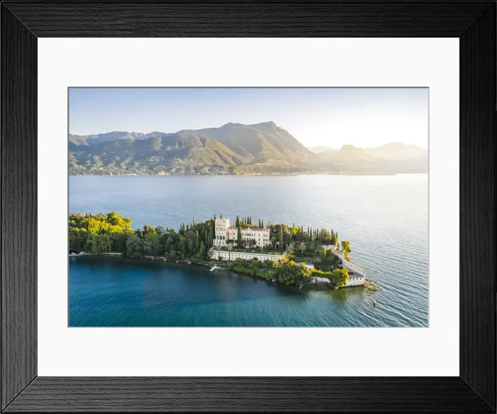 Framed Print : Borghese island and palace, Salo, Brescia province, Garda Lake, Lombardy, Italy