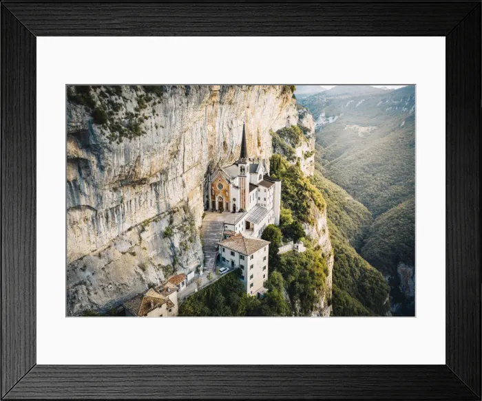 Framed Print : Madonna della corona sanctuary, Ferrara di Monte Baldo, Verona Province, Garda Lake Framed Print : Madonna della corona sanctuary, Ferrara di Monte Baldo, Verona Province, Garda Lake