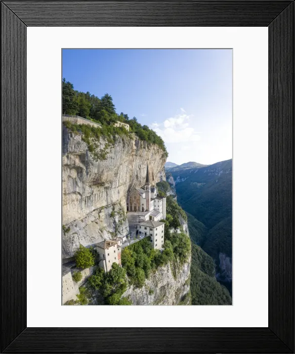 Framed Print : Madonna della corona sanctuary, Ferrara di Monte Baldo, Verona Province, Garda Lake Framed Print : Madonna della corona sanctuary, Ferrara di Monte Baldo, Verona Province, Garda Lake