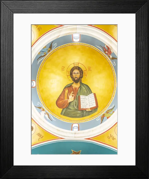Framed Print : Ceiling Icon painting inside St Nicholas Church or Ayios Nicholaos, Geroskipou, Paphos Framed Print : Ceiling Icon painting inside St Nicholas Church or Ayios Nicholaos, Geroskipou, Paphos