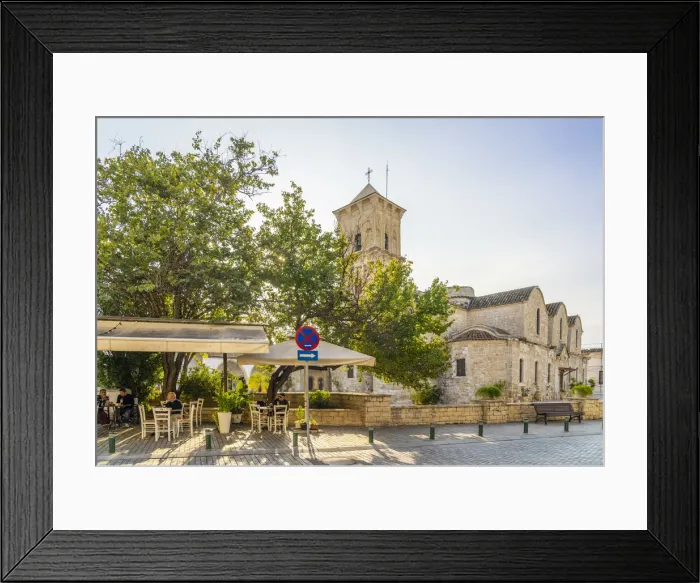 Framed Print : Cafe scene and The Church of Saint Lazarus, or Ayios Lazaros Framed Print : Cafe scene and The Church of Saint Lazarus, or Ayios Lazaros