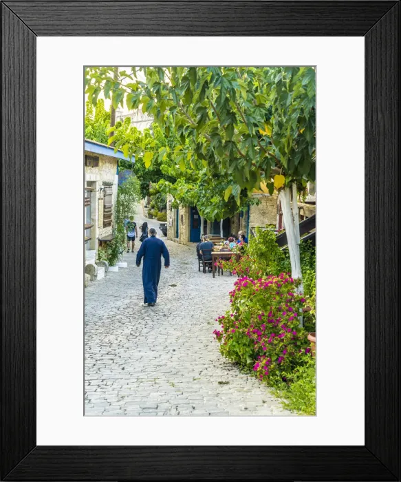 Framed Print : Street scene, Lofou, Limassol District, Cyprus