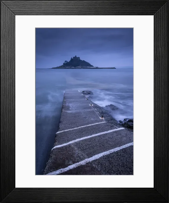 Framed Print : Slipway leading to St Michaels Mount, Marazion, Cornwall, England Framed Print : Slipway leading to St Michaels Mount, Marazion, Cornwall, England