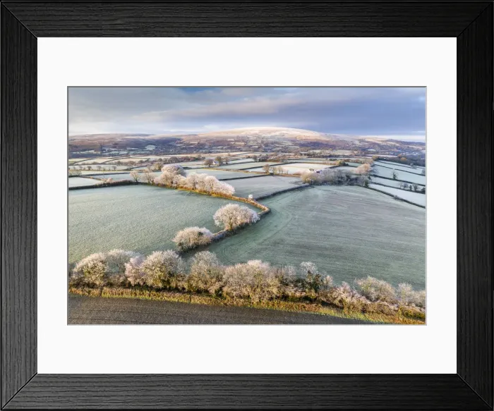 Framed Print : Rolling Dartmoor countryside at dawn on a frosty winter morning, Devon, England Framed Print : Rolling Dartmoor countryside at dawn on a frosty winter morning, Devon, England