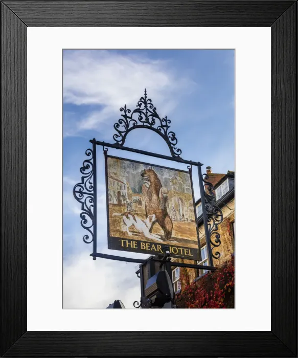 Framed Print : The Bear Hotel sign, Woodstock Oxfordshire, England Framed Print : The Bear Hotel sign, Woodstock Oxfordshire, England