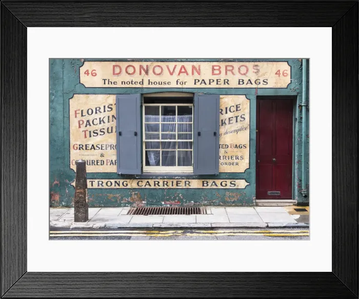Framed Print : Donovan Bros paper bags shop in Spitalfields, London, England Framed Print : Donovan Bros paper bags shop in Spitalfields, London, England