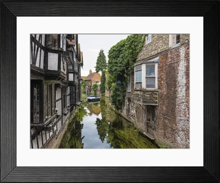 Framed Print : Old houses reflected in the Great Stour river in Canterbury, Kent, England Framed Print : Old houses reflected in the Great Stour river in Canterbury, Kent, England