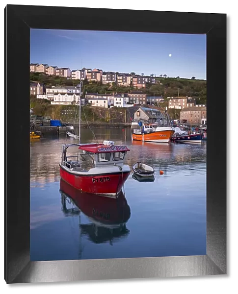 Fishing boats moored in Mevagissey Harbour, Cornwall, England