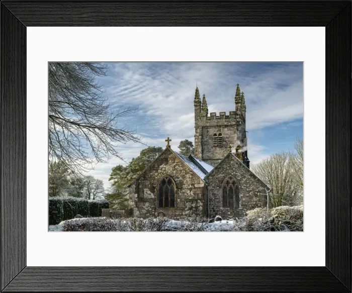 Framed Print : St Petrocs Church in the village of Lydford on a snowy winter morning, Dartmoor Framed Print : St Petrocs Church in the village of Lydford on a snowy winter morning, Dartmoor