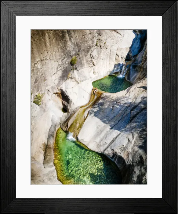 Framed Print : Ponds and waterfalls, cascades of Purcaraccia, Departement Corse-du-Sud, Corsica, France