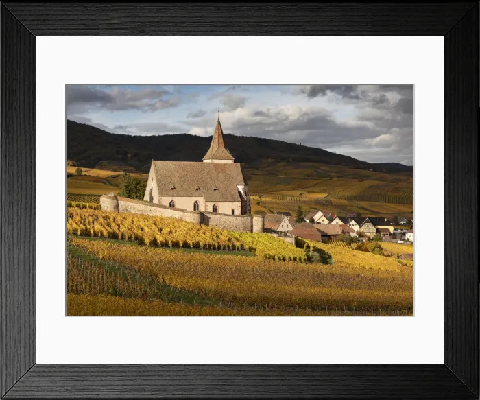 Framed Print : France, Grande Est, Alsace, Haut-Rhin, Hunawihr, Saint-Jacques-le-Majeur church