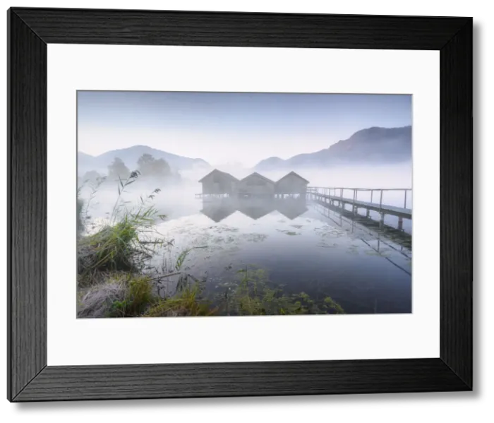 Framed Print : Boats house at lake Kochelsee, Kochel am See, Toelzer Land, Upper Bavaria, Bavaria Framed Print : Boats house at lake Kochelsee, Kochel am See, Toelzer Land, Upper Bavaria, Bavaria