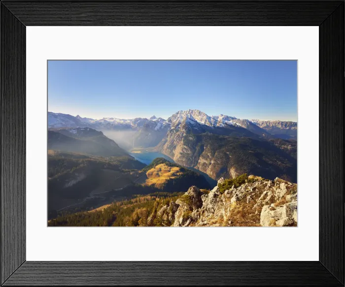 Framed Print : View from Jenner to Kaonigssee and Watzmann 2380 m, National Park Berchtesgaden, Alps Framed Print : View from Jenner to Kaonigssee and Watzmann 2380 m, National Park Berchtesgaden, Alps