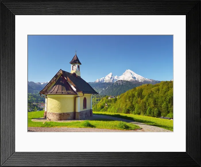 Framed Print : Chapel at Lockstein against Mount Watzmann (2380 m). Berchtesgaden, Berchtesgaden Land Framed Print : Chapel at Lockstein against Mount Watzmann (2380 m). Berchtesgaden, Berchtesgaden Land