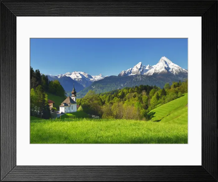 Framed Print : Maria Gern Church against Mount Watzmann (2380 m). Berchtesgaden, Berchtesgaden Land Framed Print : Maria Gern Church against Mount Watzmann (2380 m). Berchtesgaden, Berchtesgaden Land