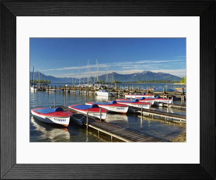 Framed Print : Yetty and boats at lake Chiemsee, Gstadt, Chiemgau, Bavaria, Germany, Europe Framed Print : Yetty and boats at lake Chiemsee, Gstadt, Chiemgau, Bavaria, Germany, Europe