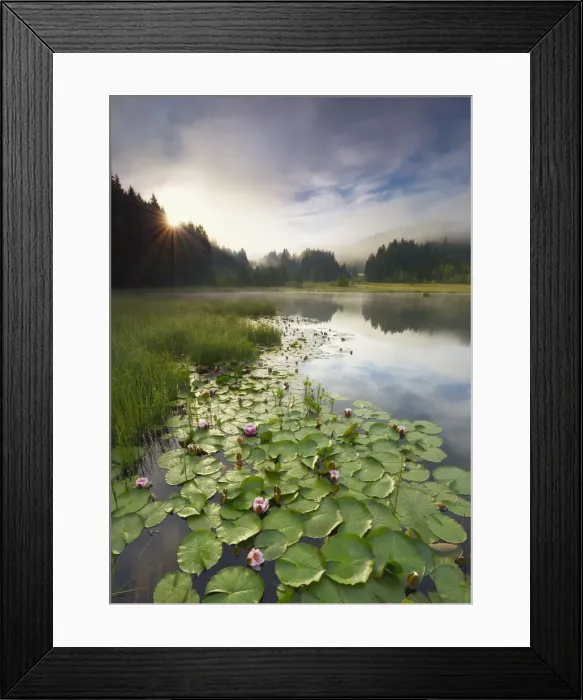 Framed Print : Lake Geroldsee at sunrise, Kruen, near Mittenwald, Werdenfelser Land, Bavaria, Germany Framed Print : Lake Geroldsee at sunrise, Kruen, near Mittenwald, Werdenfelser Land, Bavaria, Germany