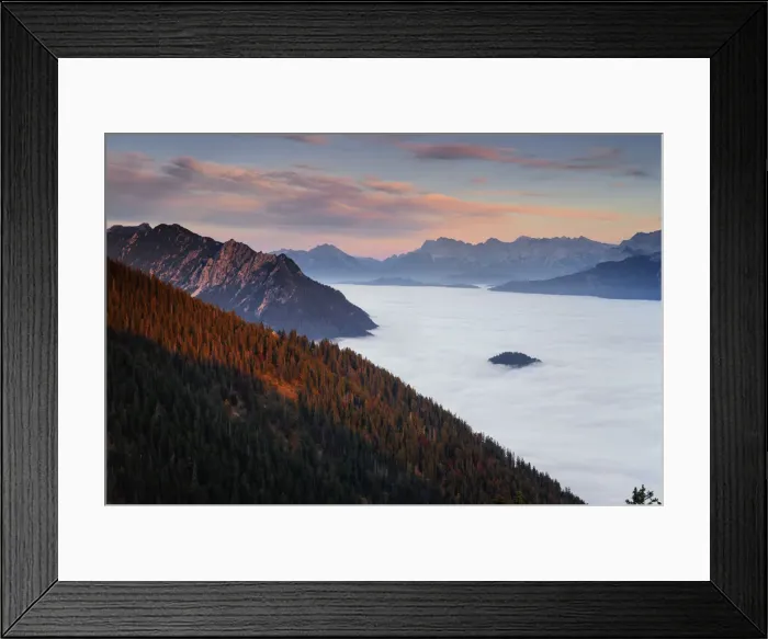 Framed Print : View of Wetterstein range with Mount Zugspitze (2962 m), Upper Bavaria, Bavaria, Germany Framed Print : View of Wetterstein range with Mount Zugspitze (2962 m), Upper Bavaria, Bavaria, Germany