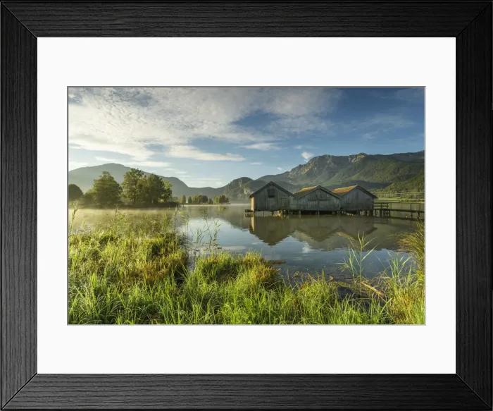 Framed Print : Boats house at lake Kochelsee, Kochel am See, Toelzer Land, Isarwinkel, Upper Bavaria Framed Print : Boats house at lake Kochelsee, Kochel am See, Toelzer Land, Isarwinkel, Upper Bavaria