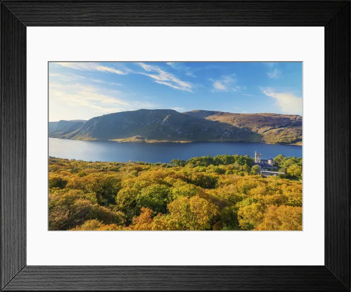 Framed Print : Ireland, Co. Donegal, Glenveagh National Park, Glenveagh castle and Lough Veagh in autumn Framed Print : Ireland, Co. Donegal, Glenveagh National Park, Glenveagh castle and Lough Veagh in autumn