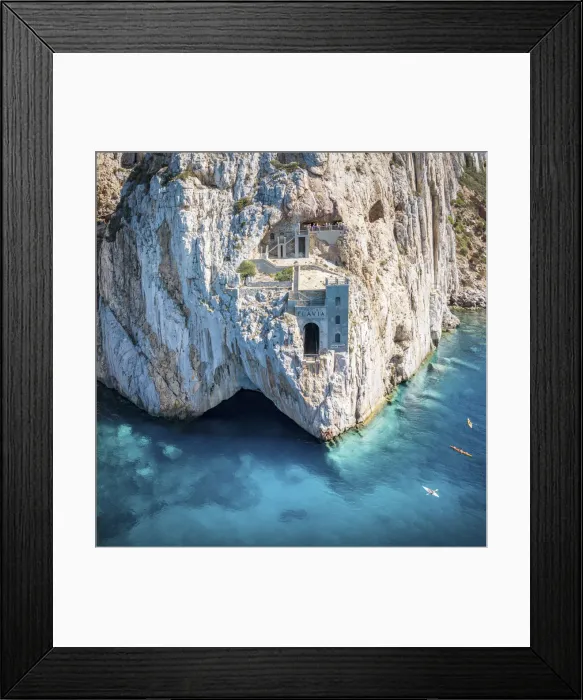 Framed Print : Old mining area in the rock above the turquoise sea in Sardinia, Italy. Porto Flavia Framed Print : Old mining area in the rock above the turquoise sea in Sardinia, Italy. Porto Flavia