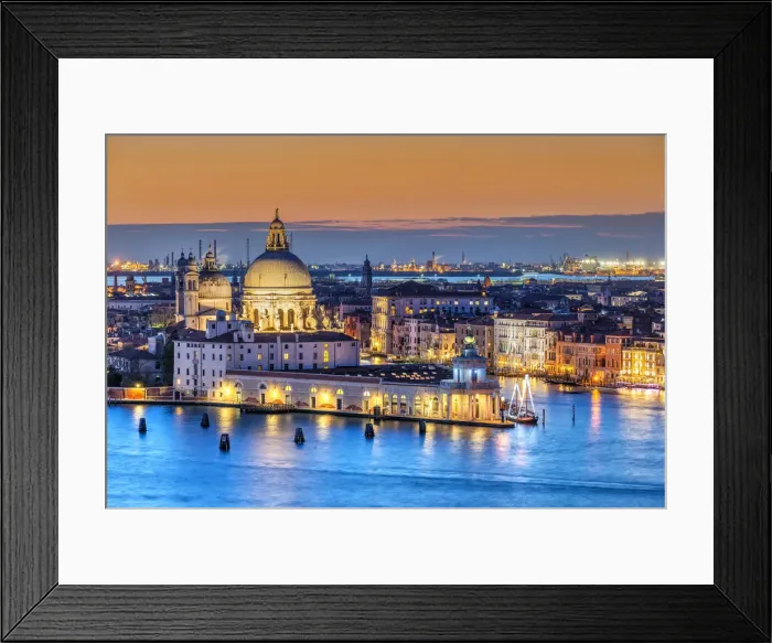 Framed Print : Sunset view over Basilica of Santa Maria della Salute and Grand Canal, Venice, Veneto