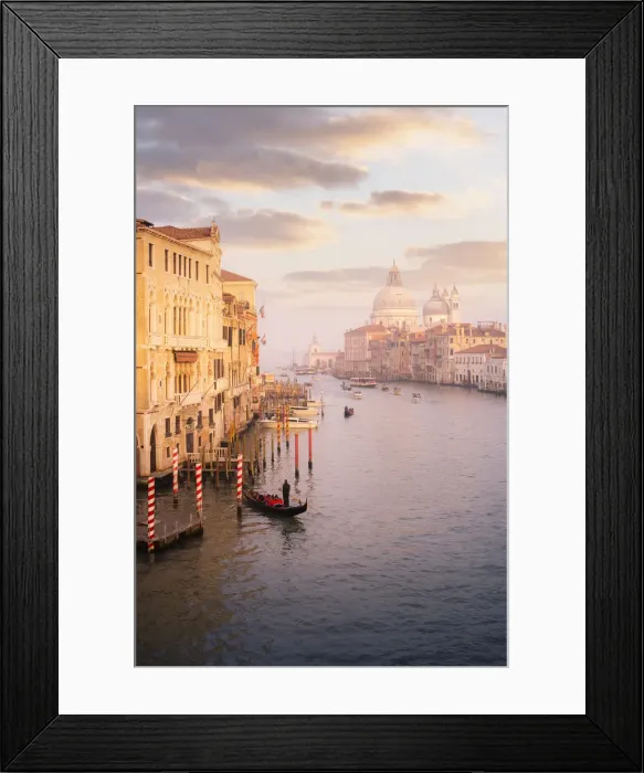 Framed Print : Gondola at sunset from the Accademia Bridge, Venice, Veneto, Italy Framed Print : Gondola at sunset from the Accademia Bridge, Venice, Veneto, Italy