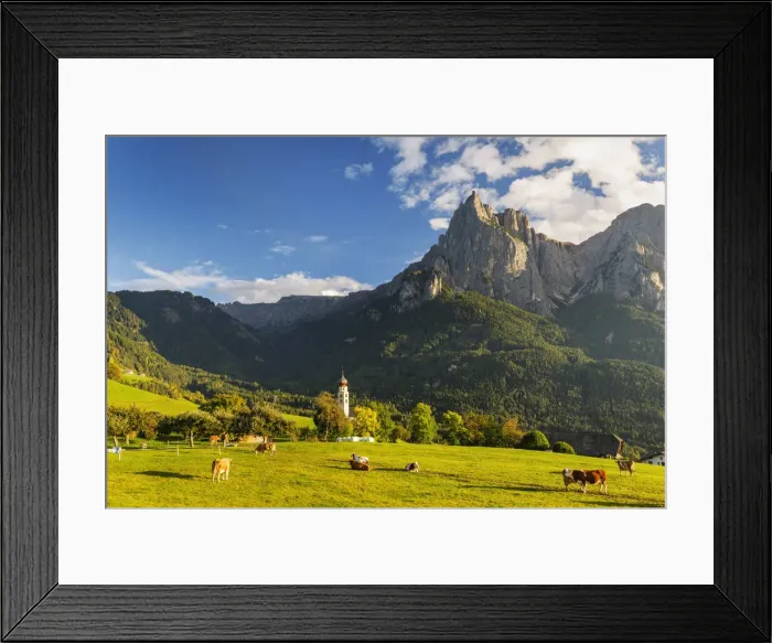 Framed Print : Church of St. Valentin in Kastelruth / Castelrotto against Schlern, Dolomites Framed Print : Church of St. Valentin in Kastelruth / Castelrotto against Schlern, Dolomites