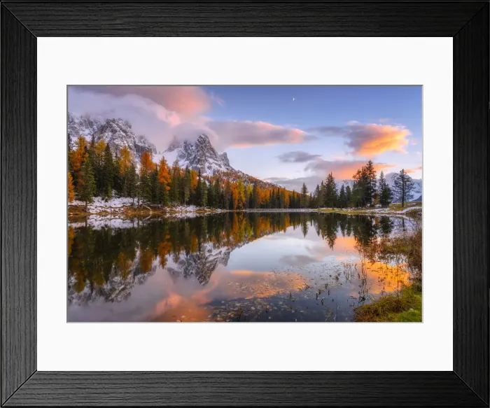 Framed Print : Lake Lago Antorno in autumn, reflection of Cadini di Misurina, Belluno, Veneto Framed Print : Lake Lago Antorno in autumn, reflection of Cadini di Misurina, Belluno, Veneto