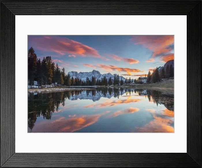 Framed Print : Lago di Misurina and Sorapis range in background, UNESCO World Heritage Site Dolomites Framed Print : Lago di Misurina and Sorapis range in background, UNESCO World Heritage Site Dolomites