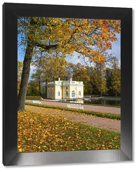 Upper Bathhouse pavilion in autumn, Catherine Park, Pushkin (Tsarskoye Selo), near St