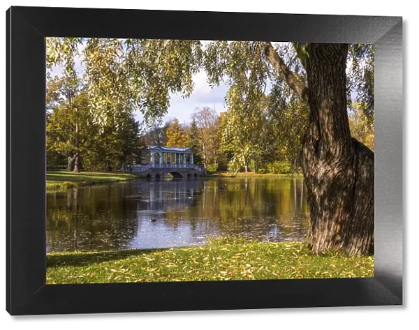 Marble Bridge reflected in the Great Pond, Catherine Park, Pushkin (Tsarskoye Selo)