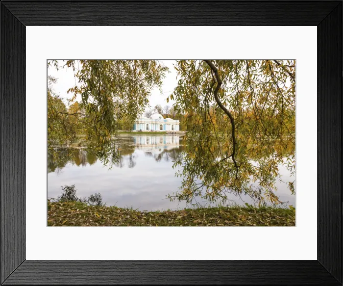 Framed Print : Grotto Pavilion and Catherine Park in autumn, Pushkin (Tsarskoye Selo), near St Framed Print : Grotto Pavilion and Catherine Park in autumn, Pushkin (Tsarskoye Selo), near St