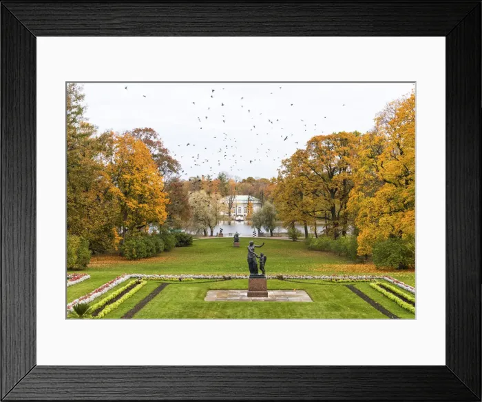Framed Print : View towards The Hall on the Island from the Granite Terrace, Catherine Park Framed Print : View towards The Hall on the Island from the Granite Terrace, Catherine Park