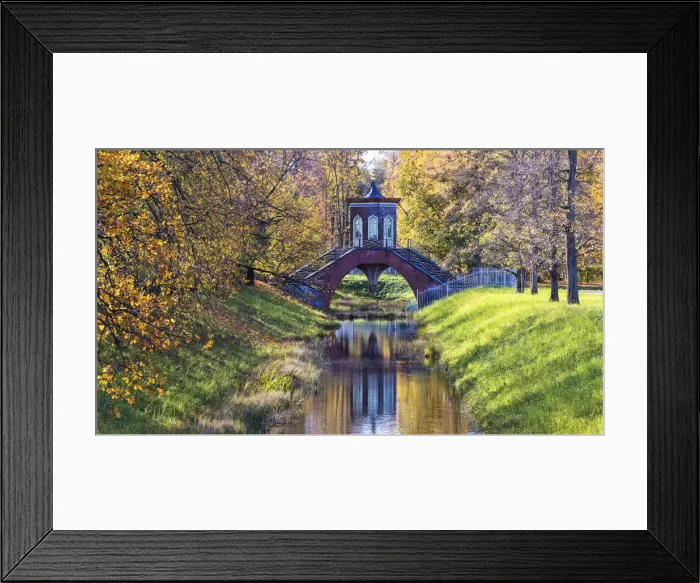 Framed Print : Krestovy (Cross) Bridge in Alexander Park, Pushkin (Tsarskoye Selo), near St Framed Print : Krestovy (Cross) Bridge in Alexander Park, Pushkin (Tsarskoye Selo), near St