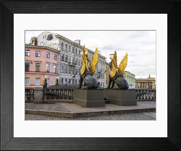 Framed Print : Golden-winged griffons of the Bank Bridge (Bankovsky most