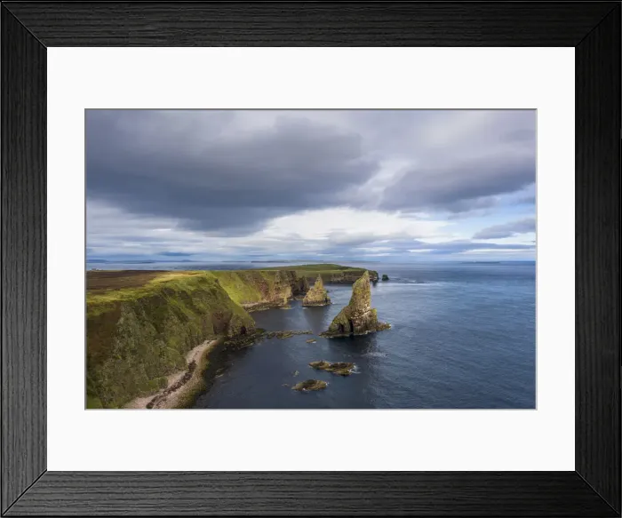 Framed Print : Elevated view of Duncansby Stacks, Duncansby Head, Caithness, Scotland, UK Framed Print : Elevated view of Duncansby Stacks, Duncansby Head, Caithness, Scotland, UK