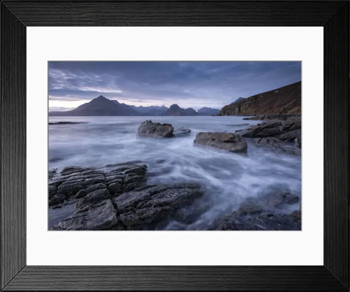 Framed Print : Twilight over the Cuillin mountains from Elgol on the Isle of Skye, Scotland, UK Framed Print : Twilight over the Cuillin mountains from Elgol on the Isle of Skye, Scotland, UK
