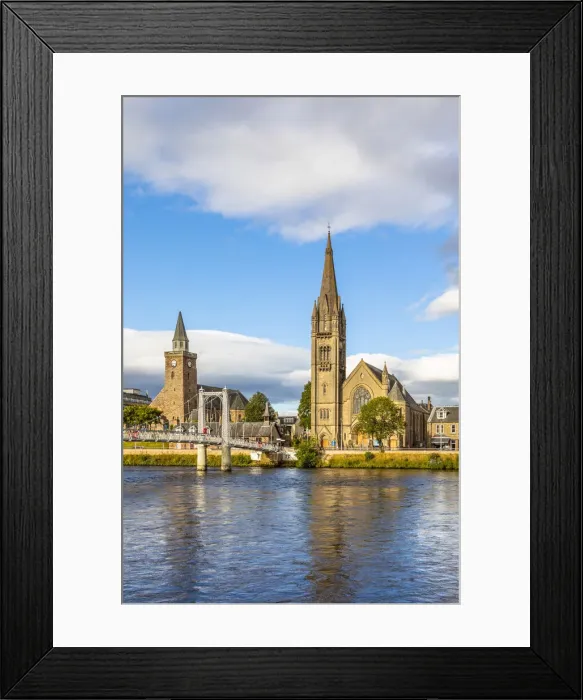 Framed Print : Free Church of Scotland, Old High Church and Greig Street Bridge on the river Ness Framed Print : Free Church of Scotland, Old High Church and Greig Street Bridge on the river Ness
