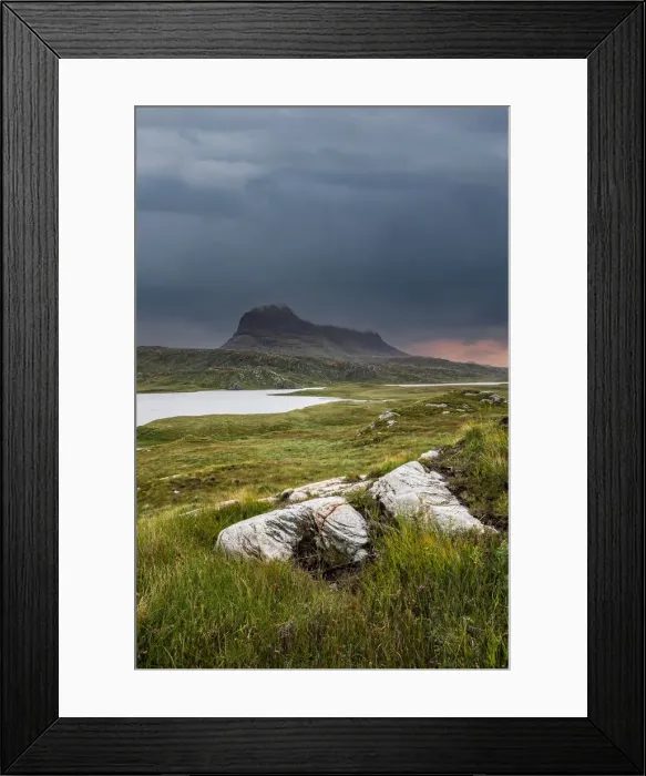 Framed Print : Suilven mountain and Fionn Loch, Ullapool, Scotland, United Kingdom Framed Print : Suilven mountain and Fionn Loch, Ullapool, Scotland, United Kingdom