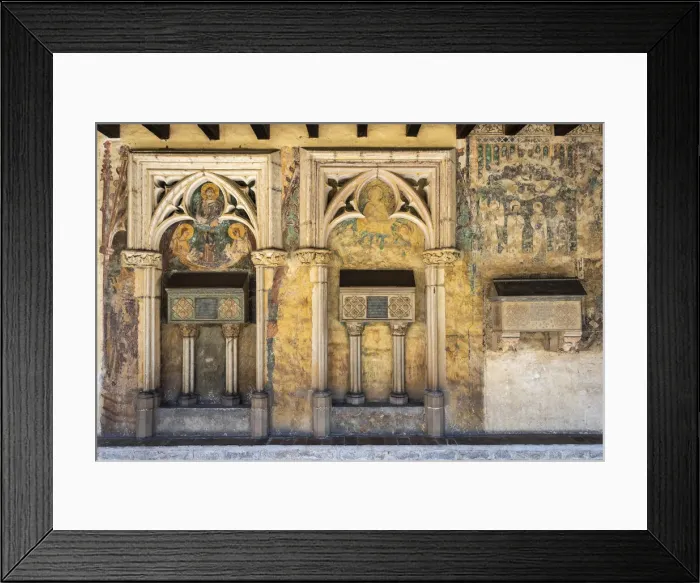 Framed Print : Spain, Catalonia, Barcelona, Pedralbes Monastery, Nuns tombs in the cloister Framed Print : Spain, Catalonia, Barcelona, Pedralbes Monastery, Nuns tombs in the cloister