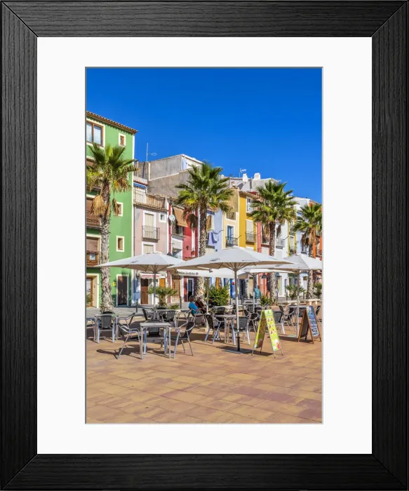 Framed Print : Outdoor cafe in Villajoyosa, Costa Blanca, Valencian Community, Spain Framed Print : Outdoor cafe in Villajoyosa, Costa Blanca, Valencian Community, Spain