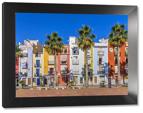 Colorful houses, Villajoyosa, Costa Blanca, Valencian Community, Spain