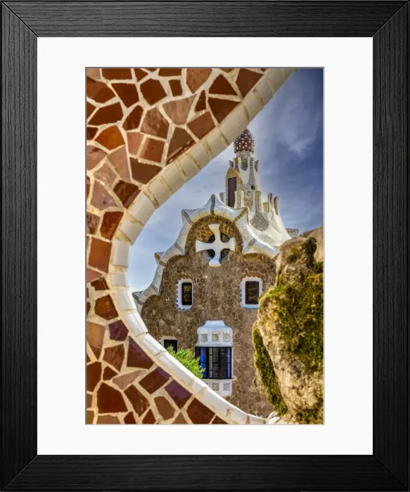 Framed Print : Porters Lodge or Casa del Guarda pavilion, Park Guell, Barcelona, Catalonia, Spain