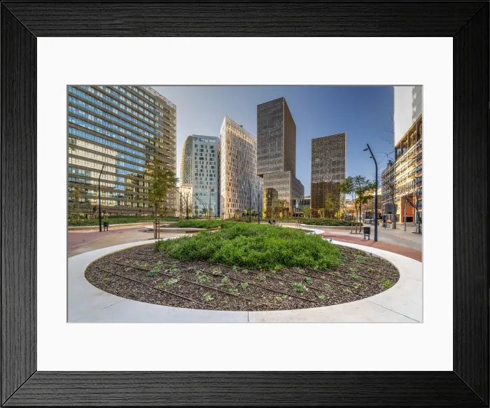Framed Print : Plaza surrounded with modern buildings, 22@ technological and innovation district Framed Print : Plaza surrounded with modern buildings, 22@ technological and innovation district